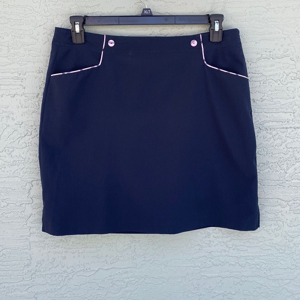 EP PRO Golf Navy Blue Skort Sz 12 With Pink Plaid Buttons & Trim
